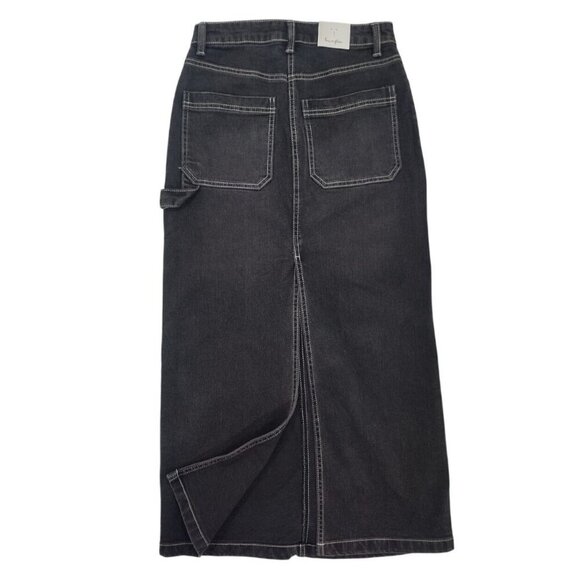 Love Fire Black High Waisted Denim Long Skirt with Pockets, Size 1, NWT - Picture 2 of 8